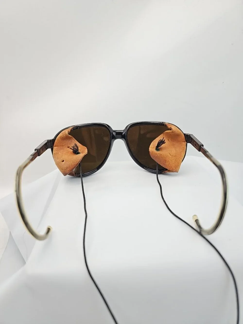 Vintage Bolle Leather Shield Glacier Sunglasses
